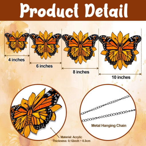 Butterfly with Sunflower Suncatcher Ornament Unique Gift for Nature Lovers Beautiful Window Decor Perfect for Home Garden and Outdoor Decoration, Butterfly with Sunflower Suncatcher Ornament