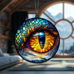 Dragon Eye Suncatcher Ornament Unique Fantasy Decor Perfect Gift for Dragon Lovers Mystical Window Decoration for Home Office or Gaming Room, Dragon Eye Suncatcher Ornament