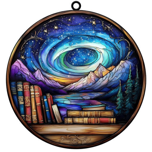 Books Aurora Suncatcher Ornament Unique Gift for Book Lovers and Dreamers Beautiful Window Decor Perfect for Home Office or Reading Book, Magical Aurora-Inspired Decor