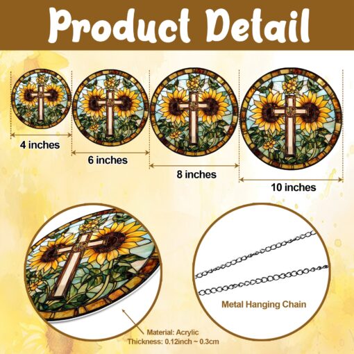 Cross and Sunflower Suncatcher Handmade Religious Window Decor Unique Gift for Nature and Faith Lovers, Faith Inspired Window Art