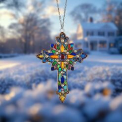 Cross Suncatcher Handmade Religious Window Decor Unique Gift for Faith and Spirituality Lovers Perfect for Home and Church, Spiritual Sunlight Catcher for Home Decor