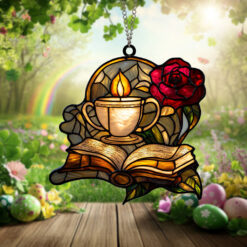 Cozy Books Suncatcher Handmade Window Decor Perfect Gift for Book Lovers and Reading Enthusiasts Ideal for Home, Library or Study Room, Unique Sunlight Catcher for Home Decor