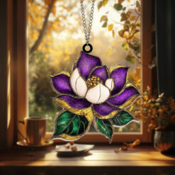 Mardi Gras Magnolia Suncatcher Handmade Elegant Window Decor Unique Gift for Mardi Gras and Floral Lovers Perfect for Home or Celebration, Elegant Window Art