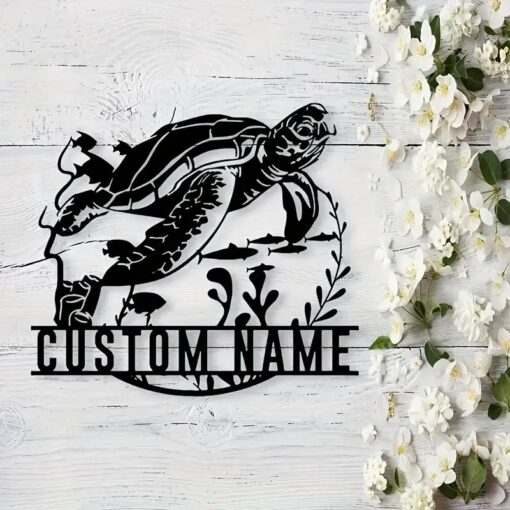 Metal Sea Turtle Sign for Coastal Wall Decor Customizable Ocean-Themed Art Perfect Gift for Sea Life Lovers and Beach House Decorations, Beach House Decoration