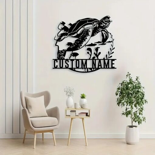 Metal Sea Turtle Sign for Coastal Wall Decor Customizable Ocean-Themed Art Perfect Gift for Sea Life Lovers and Beach House Decorations, Beach House Decoration